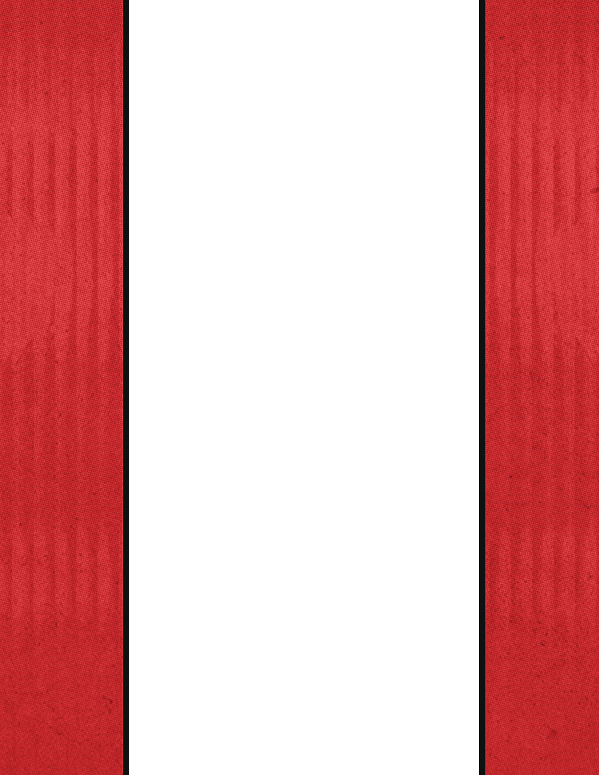 A vertical design with a wide white central stripe bordered by two narrower red stripes on each side. Description generated by AI