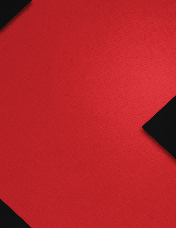 Orange square with a black triangle. Description generated by AI