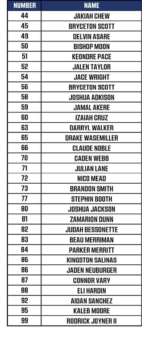 A black background with a blue header containing the words NUMBER and NAME in white text. Description generated by AI
