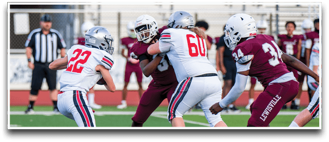 Three football players are standing on the field, one of them is smiling and wearing a black jersey with the number 55. AI generated content