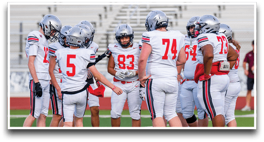 Three football players are standing on the field, one of them is smiling and wearing a black jersey with the number 55. AI generated content