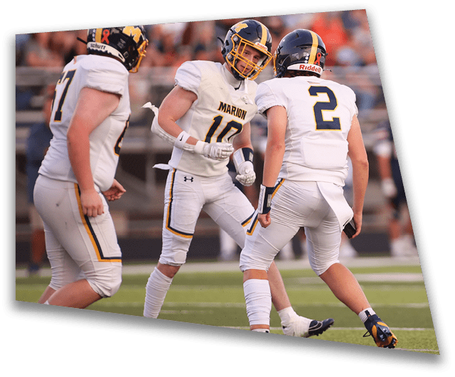 Three football players wearing white uniforms are on the field. AI generated content