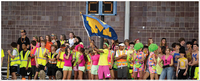 A group of people wearing neon clothing and holding a flag. AI generated content