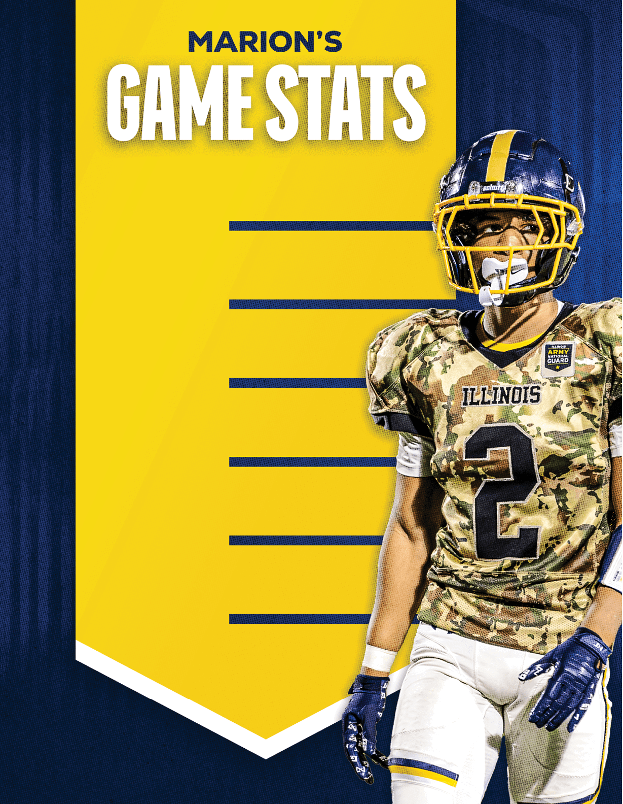 A football player wearing a camouflage jersey with the number 2 on it. AI generated content