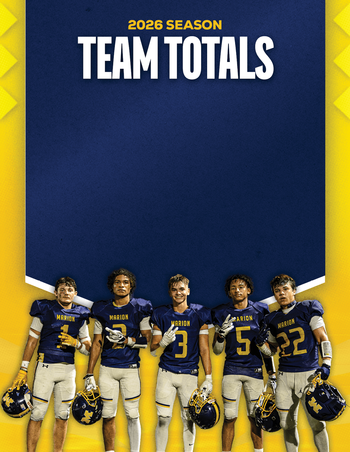 A group of five football players pose for a photo. AI generated content