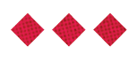 Three red diamond shapes with a subtle checkered pattern are evenly spaced on a white background. Description generated by AI