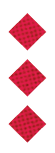 Three red diamond shapes with a subtle grid pattern are vertically aligned on a white background. Description generated by AI