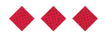 Three red diamond shapes with a subtle checkered pattern are evenly spaced on a white background. Description generated by AI