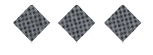 Three dark gray diamond shapes with a grid pattern are evenly spaced on a white background. Description generated by AI