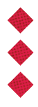 Three red diamond shapes arranged vertically on a white background. Description generated by AI