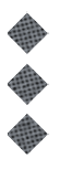 Three dark gray diamond shapes with a grid pattern are vertically aligned on a white background. Description generated by AI