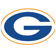 A bold blue letter G is centered within an orange oval outline on a white background. Description generated by AI