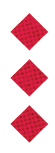 Three red diamond shapes arranged vertically on a white background. Description generated by AI