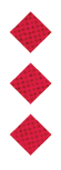 Three red diamond shapes with a subtle checkered pattern are arranged vertically on a white background. Description generated by AI
