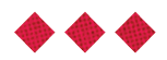 Three red diamond shapes with a subtle grid pattern are evenly spaced on a white background. Description generated by AI