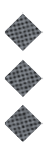 Three identical gray diamond shapes with a textured pattern are arranged vertically on a white background. Description generated by AI