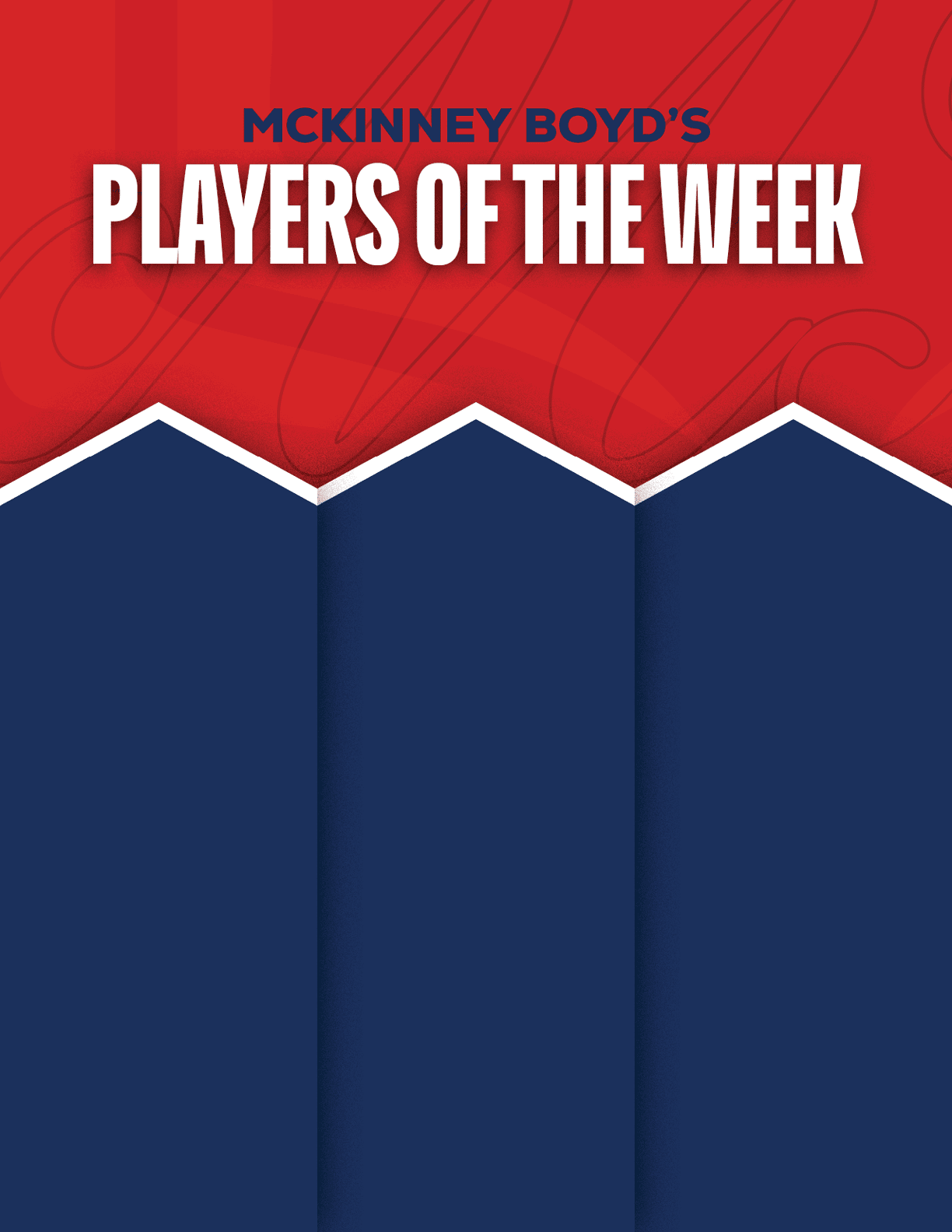 A red and blue poster with a white border. Description generated by AI