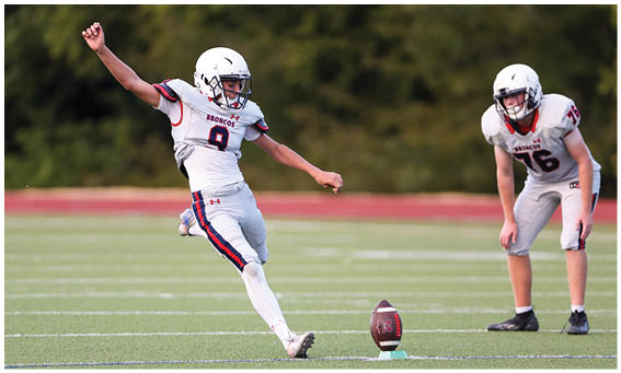 A group of football players on a field. Description generated by AI