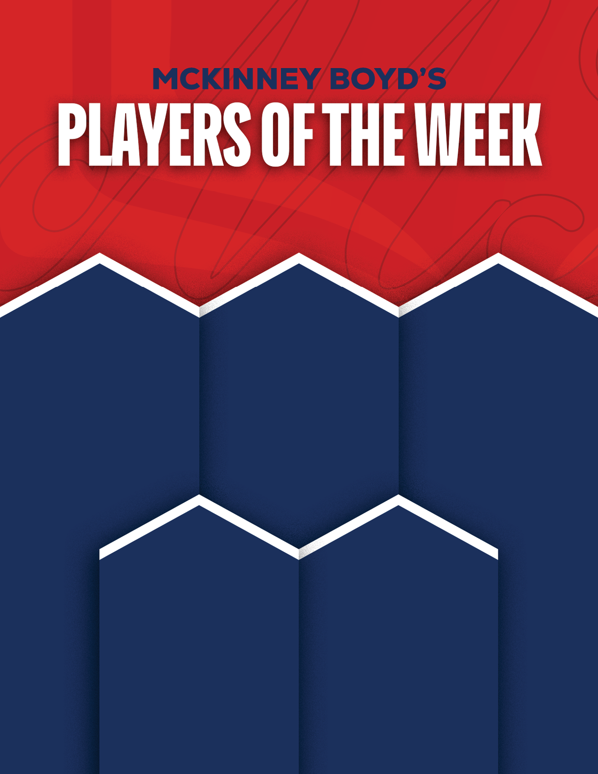 A red and blue poster with a white border. Description generated by AI