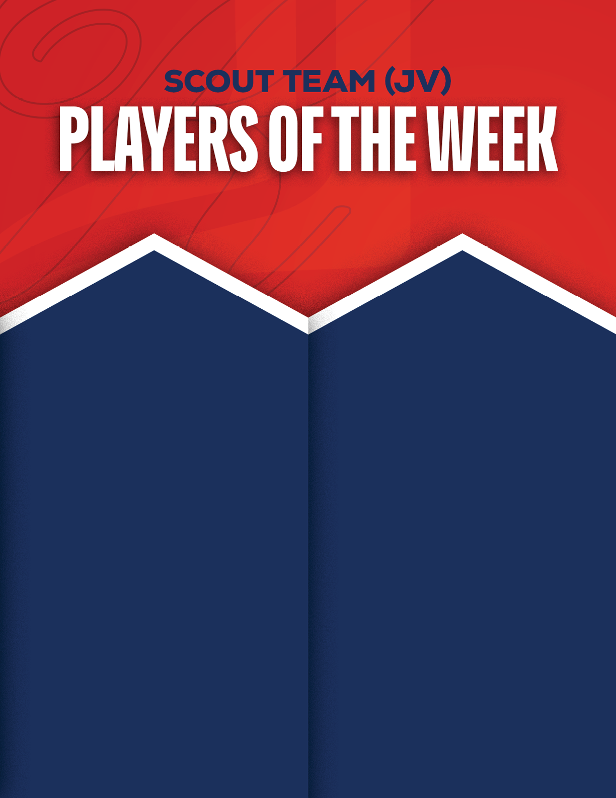 A red and blue poster with a white border. Description generated by AI