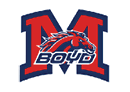 A blue and red logo of a wolf with its mouth open. Description generated by AI