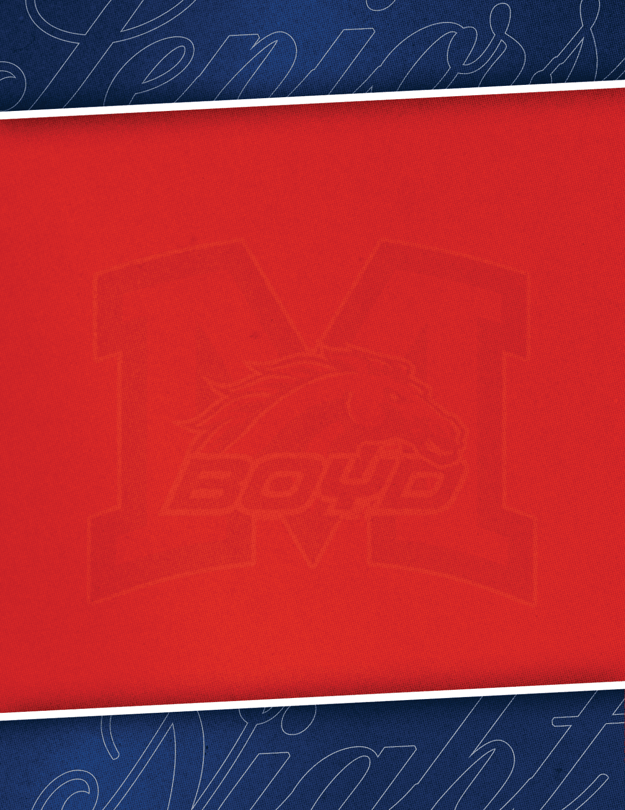 A red and blue background with a red and white logo. Description generated by AI