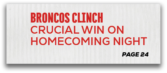 page 24,broNcos CLINCH CRUCIAL WIN ON HOMECOMING NIGH