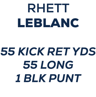 Rhett LeBlanc 55 KICK RET YDS 55 long 1 blk punt