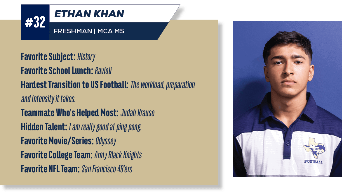 Favorite Subject: History Favorite School Lunch: Ravioli Hardest Transition to US Football: The workload, preparation...