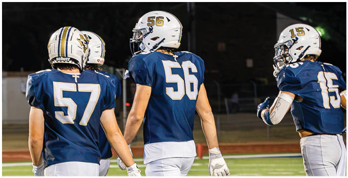 A group of football players on a field. Description generated by AI