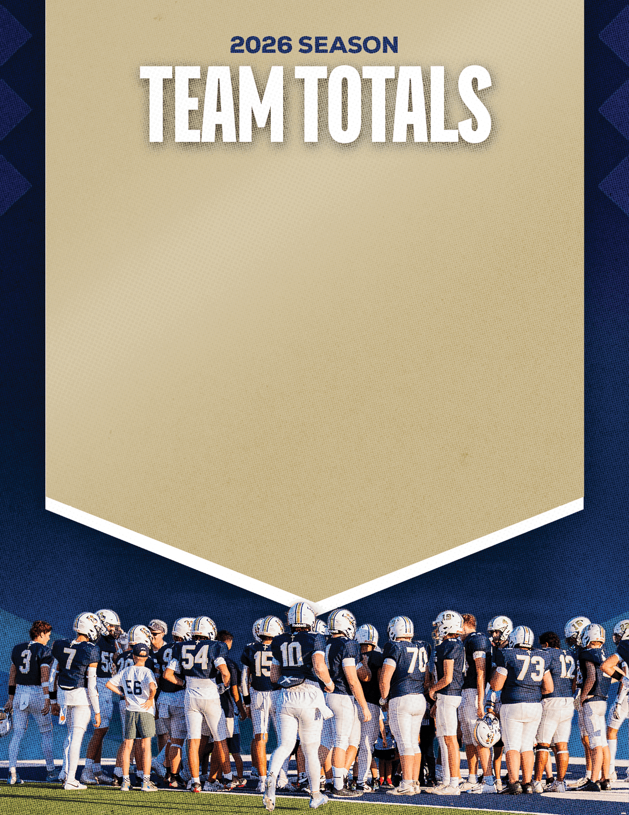 A group of football players standing on a field. Description generated by AI