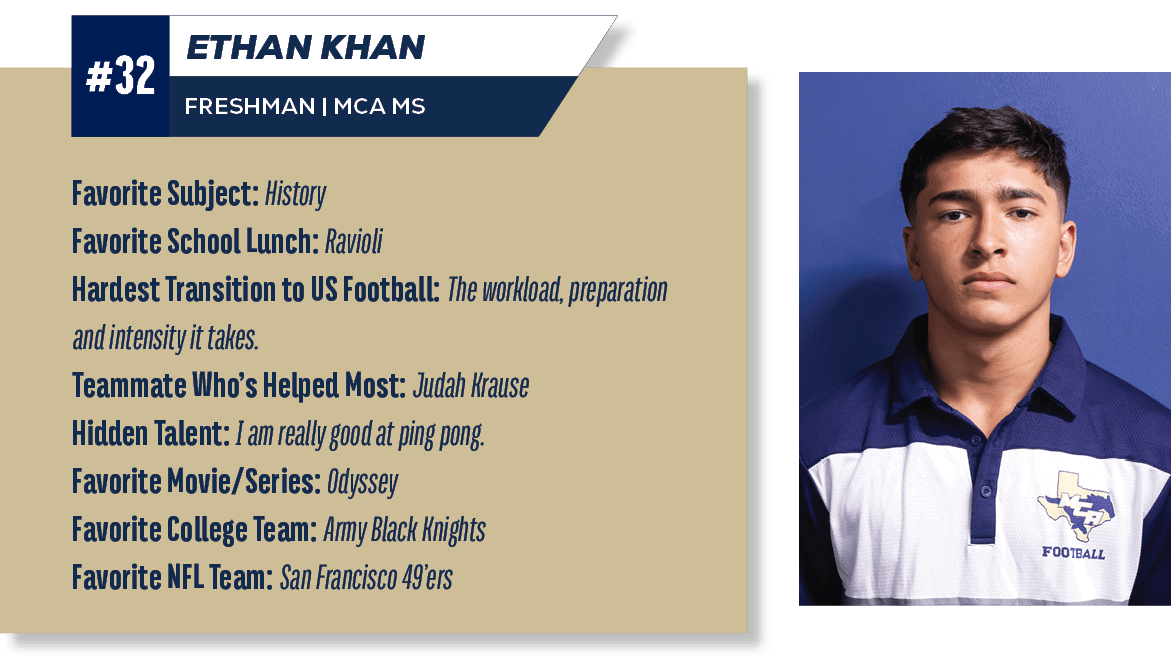 Favorite Subject: History Favorite School Lunch: Ravioli Hardest Transition to US Football: The workload, preparation...