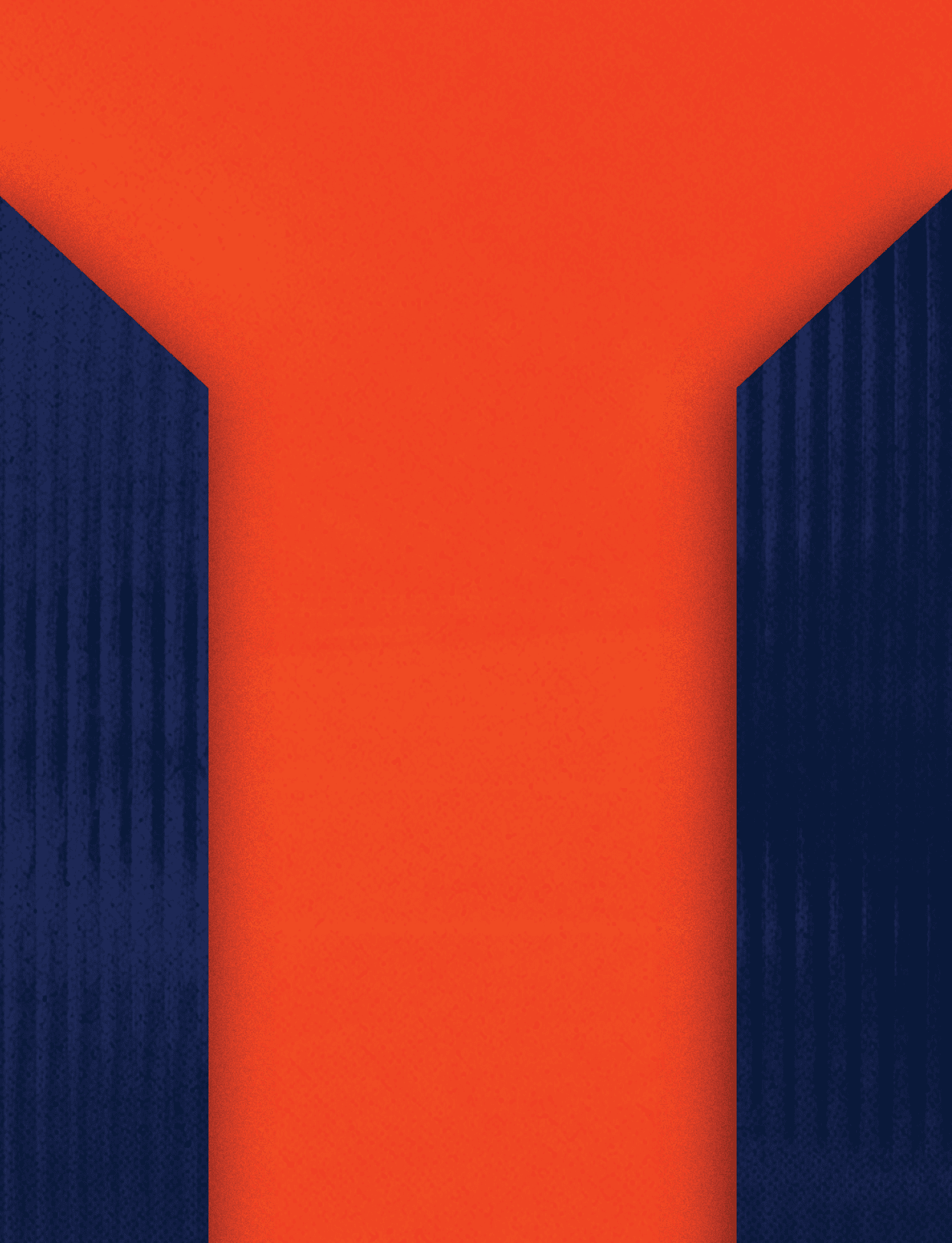 Three tall buildings with orange and blue stripes. Description generated by AI