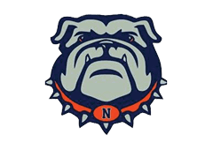 A bulldog mascot with the letter N on its chest. Description generated by AI