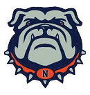 A bulldog mascot with the letter N on its chest. Description generated by AI