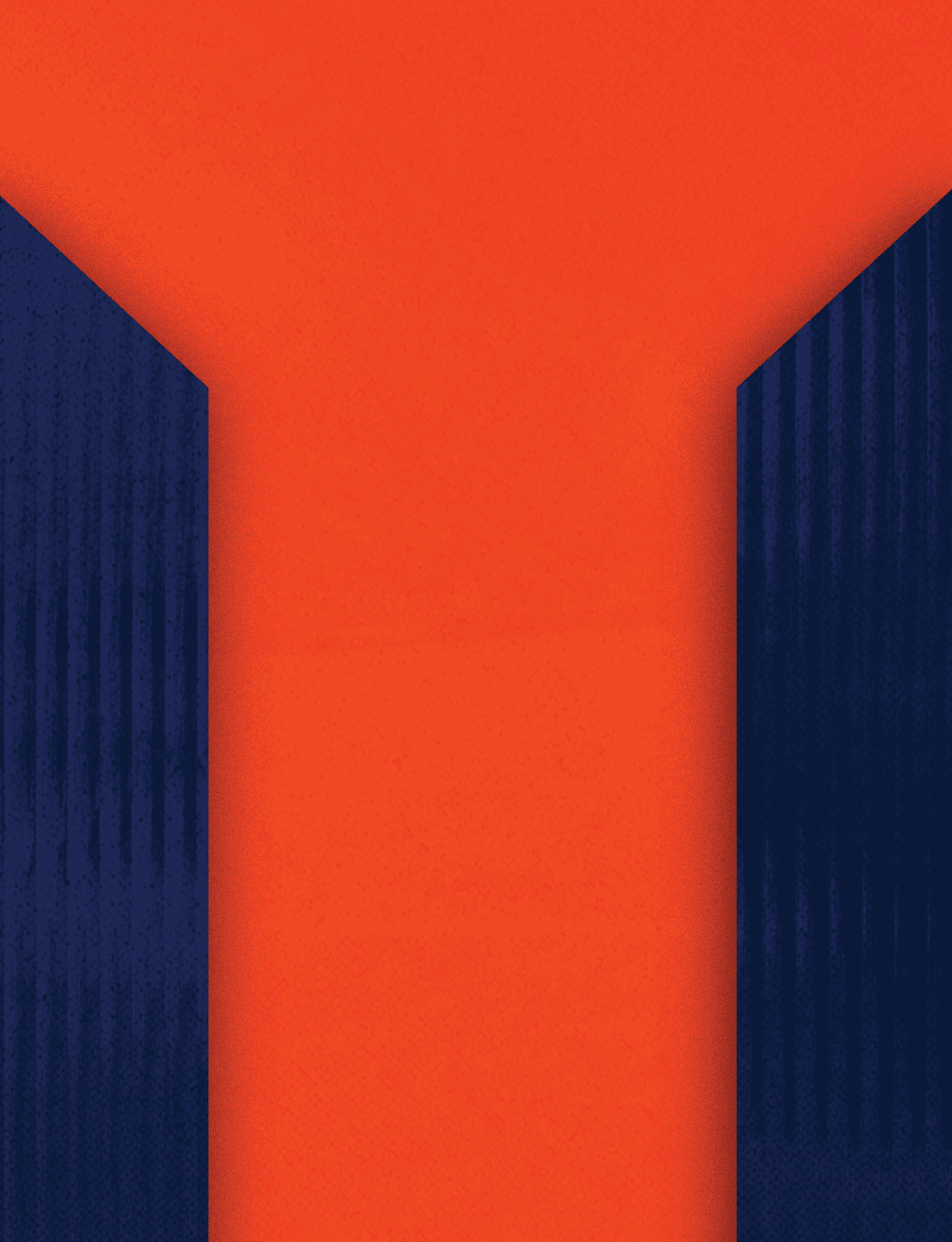 Three tall buildings with orange and blue stripes. Description generated by AI