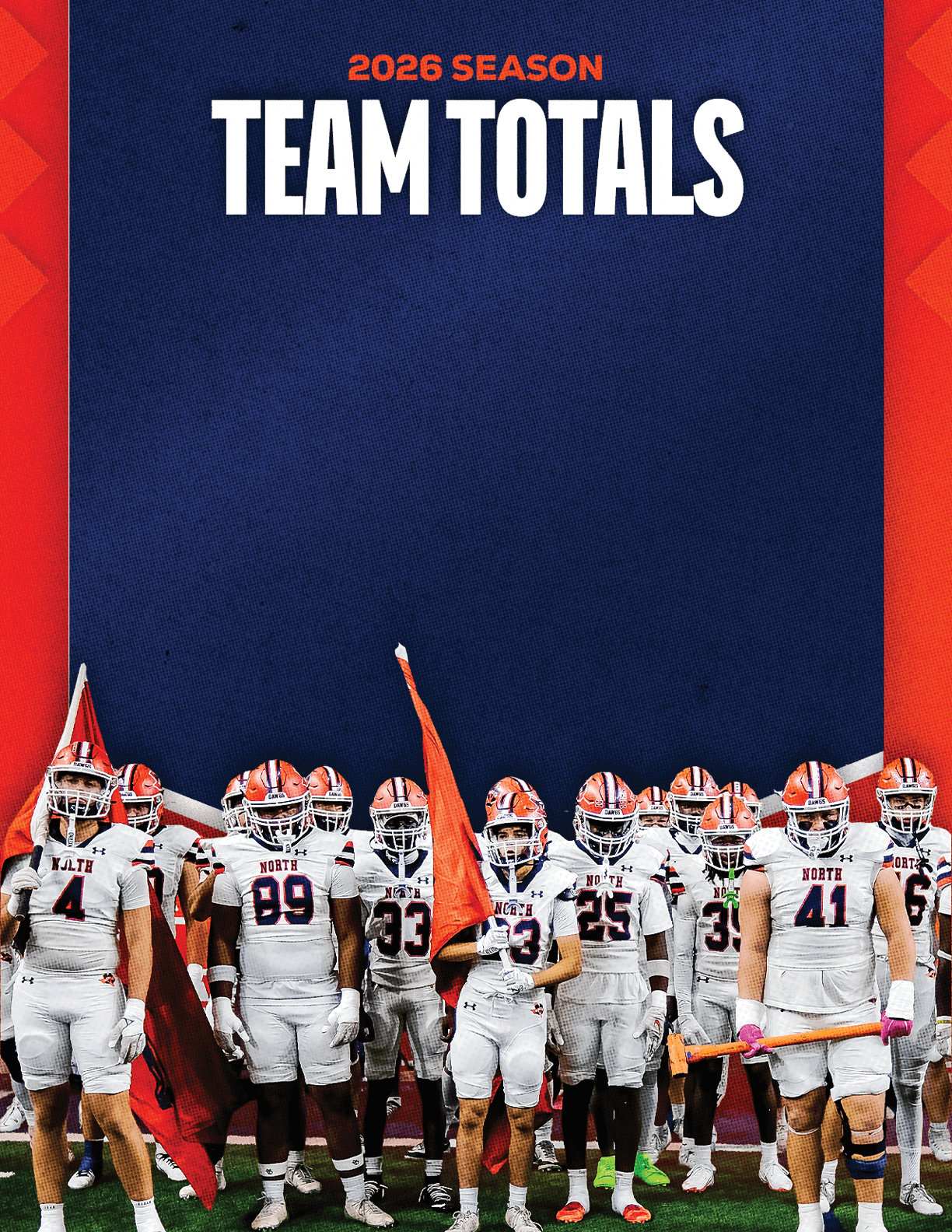 A football team standing on the field. Description generated by AI