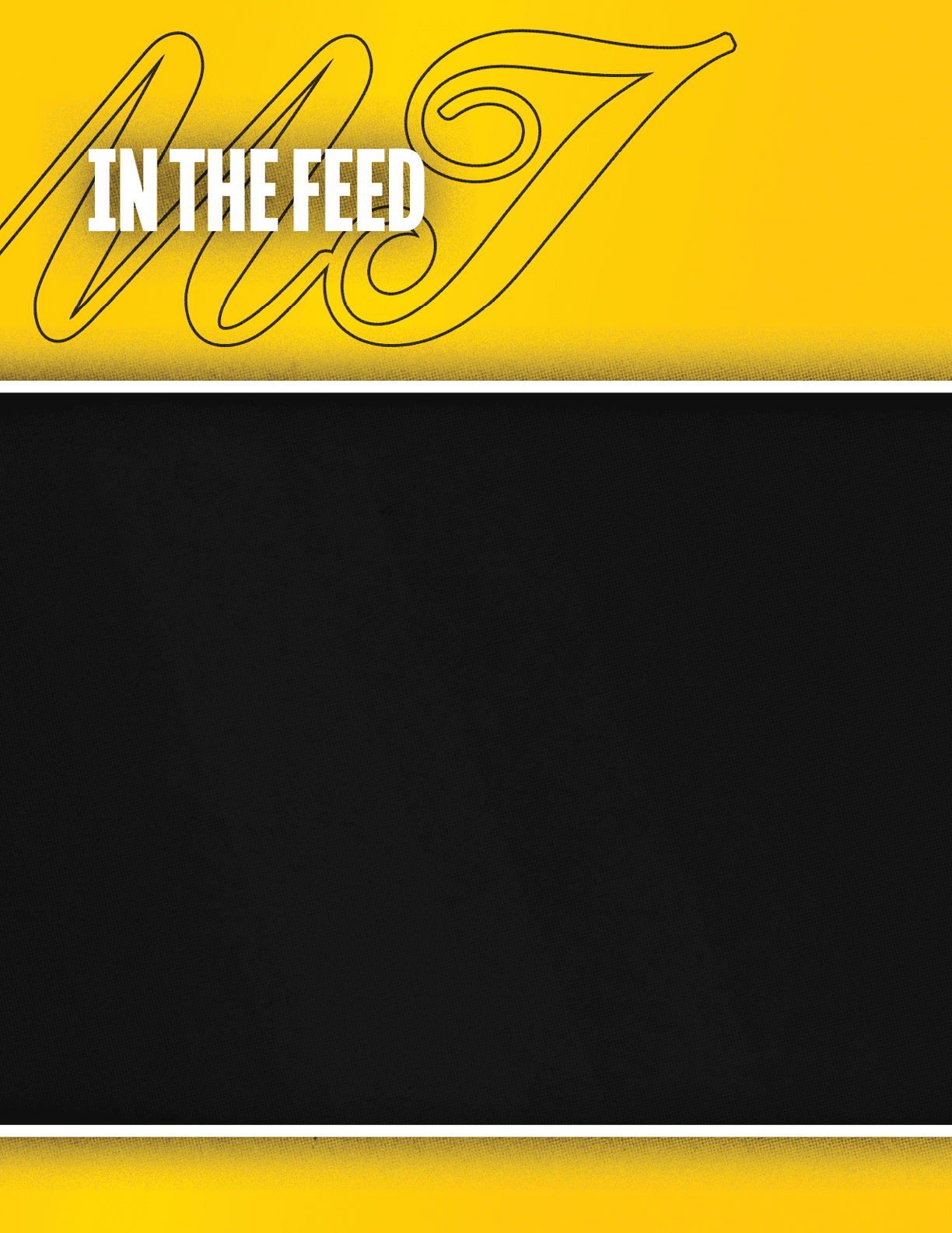 A black and yellow sign with the words “In the feed" written in yellow. Description generated by AI