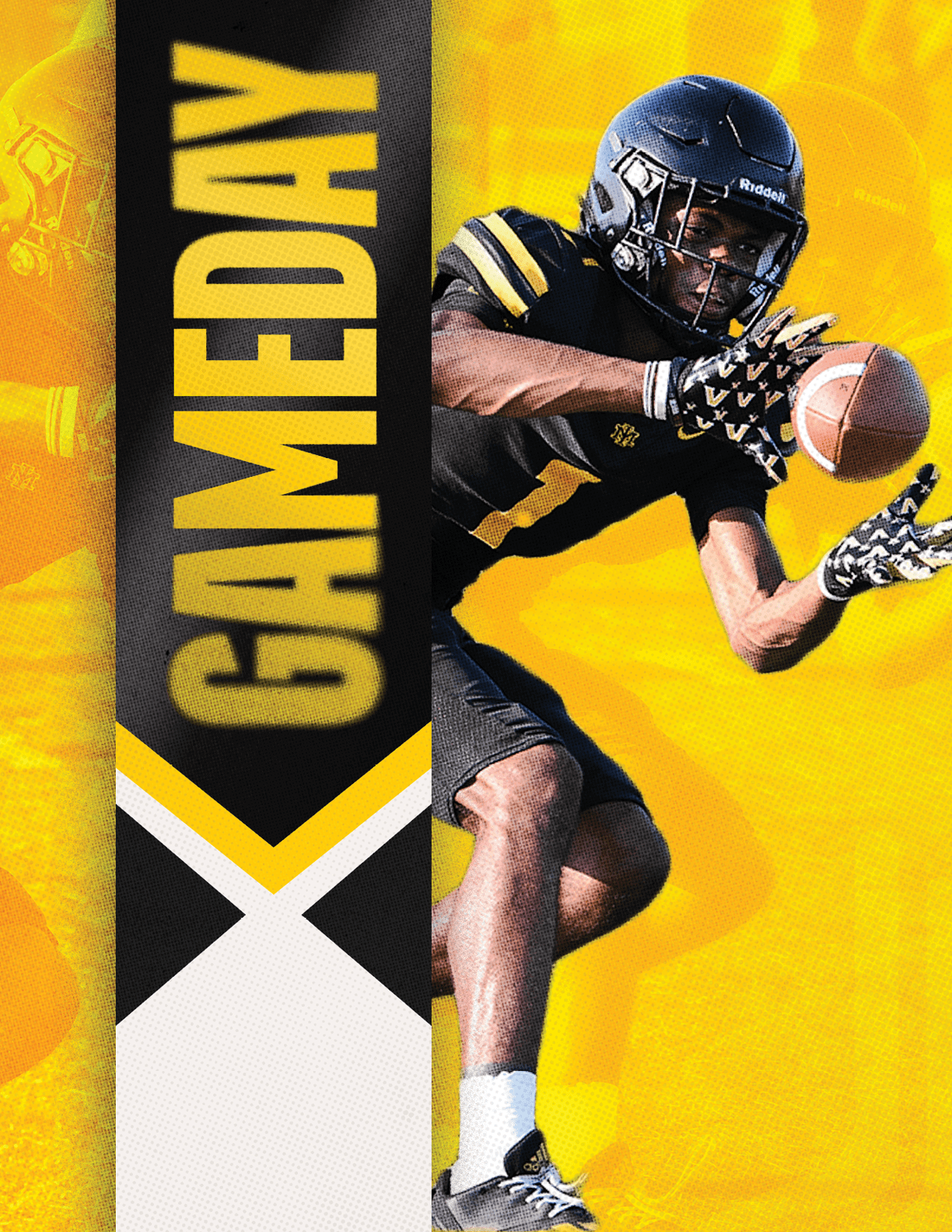 A football player is tackled to the ground. Description generated by AI