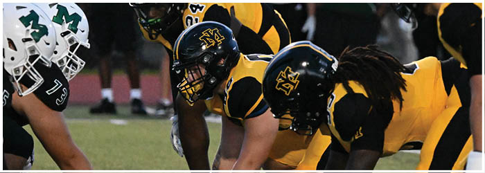 A group of football players on a field. Description generated by AI