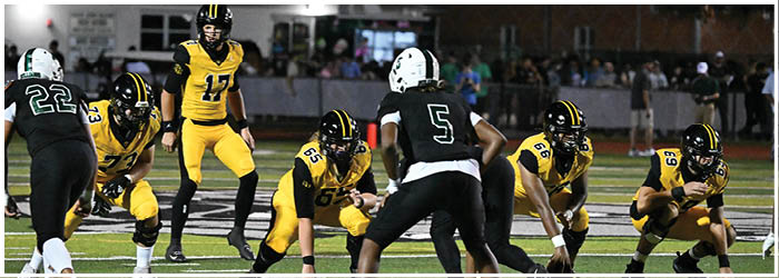 A group of football players on a field. Description generated by AI