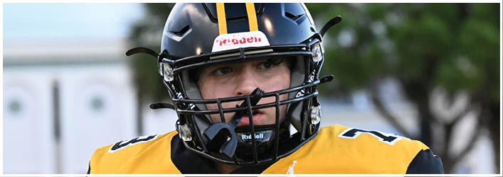 A group of football players on a field. Description generated by AI