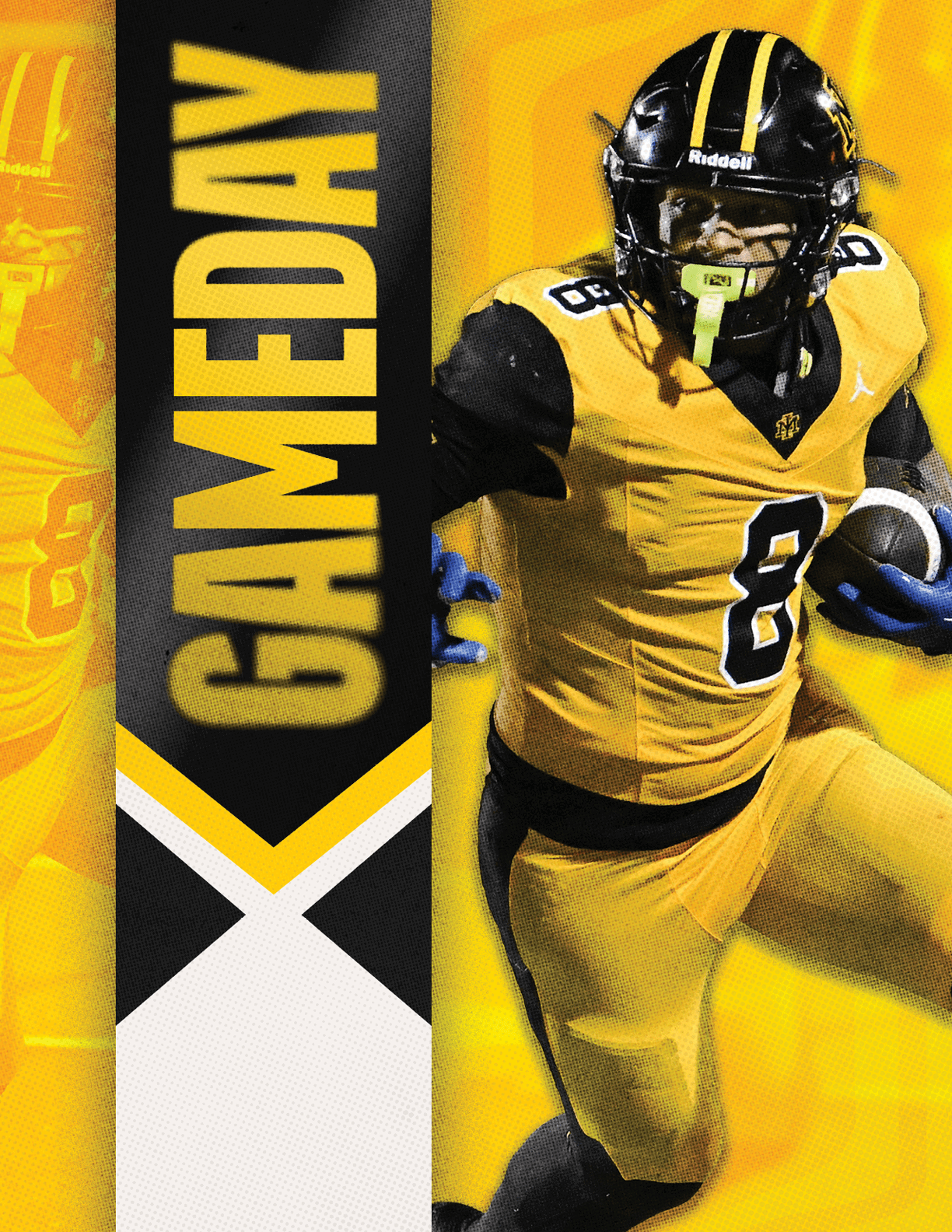 A football player is tackled to the ground. Description generated by AI