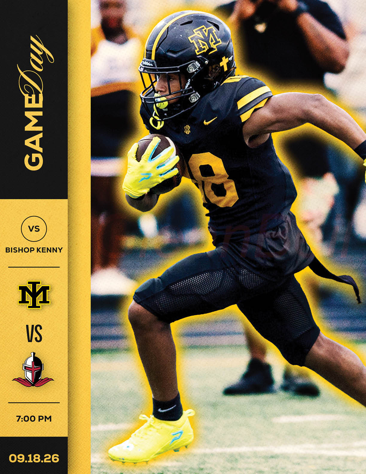 A football player is tackled to the ground. Description generated by AI