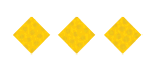 Three yellow diamond shapes with a subtle pattern are evenly spaced on a white background. Description generated by AI
