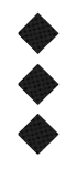 Three black diamond shapes stacked vertically on a white background. Description generated by AI