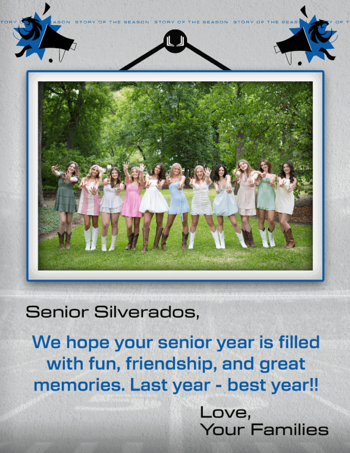 A group of women pose for a photo in front of a forest. AI generated content
