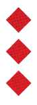 Three red diamond shapes stacked vertically on a white background. Descripci n generada con IA