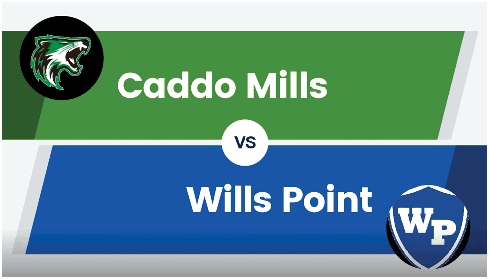 A graphic with green and blue sections displaying the text “do Mills vs Wills Point" with a circular emblem containing the letters "WP." Descripci n generada con IA