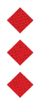 Three red diamond shapes stacked vertically on a white background. Descripci n generada con IA
